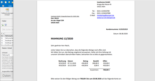 Mahnung als Serienbrief in eine PDF-Datei speichern