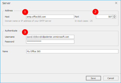 Configure Edi for working with SMTP email server of Office 365