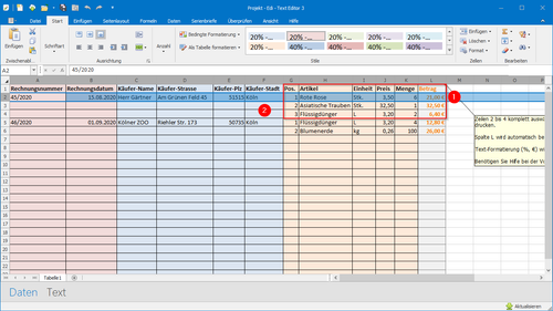 Master-Detail Tabelle mit Serienbrief-Daten erstellen