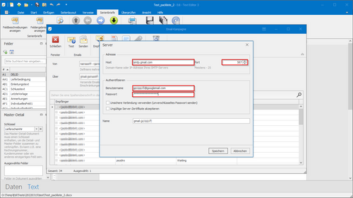 Gmail-SMTP-Server in Edi konfigurieren