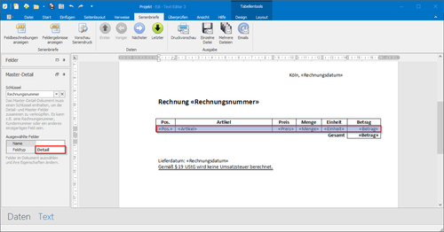 Detail-Felder im Master-Detail-Serienbrief definieren