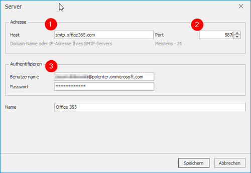 SMTP Server von Office 365 für den E-Mail-Versand von Serienbrief im Edi - Texteditor konfigurieren