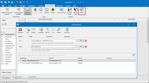 Serienbrief als Email versenden